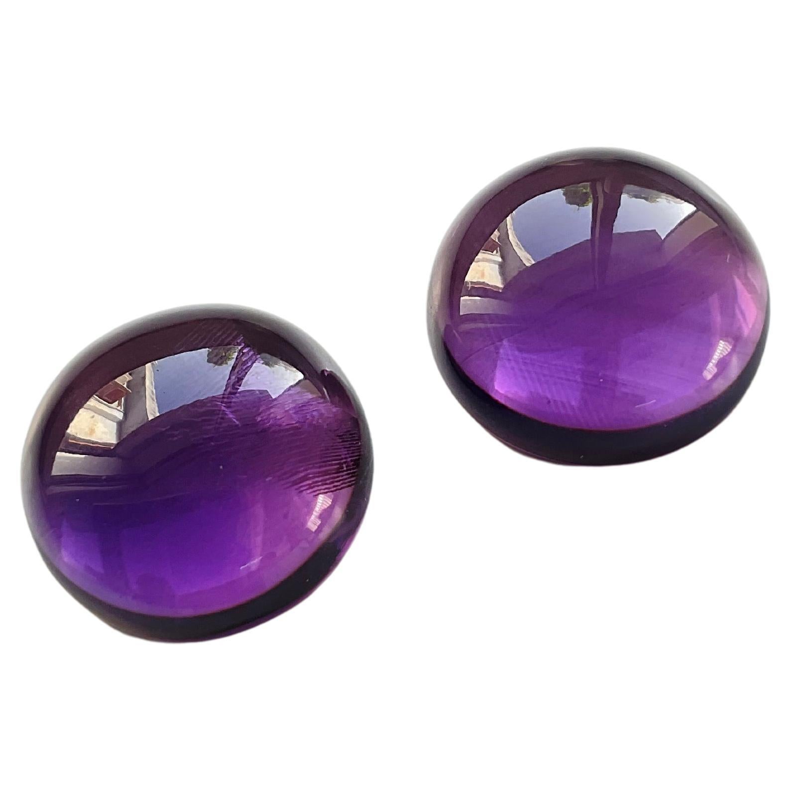 Gem Quality Amethyst Round Cabochon Loose Gemstone for Jewelry For Sale