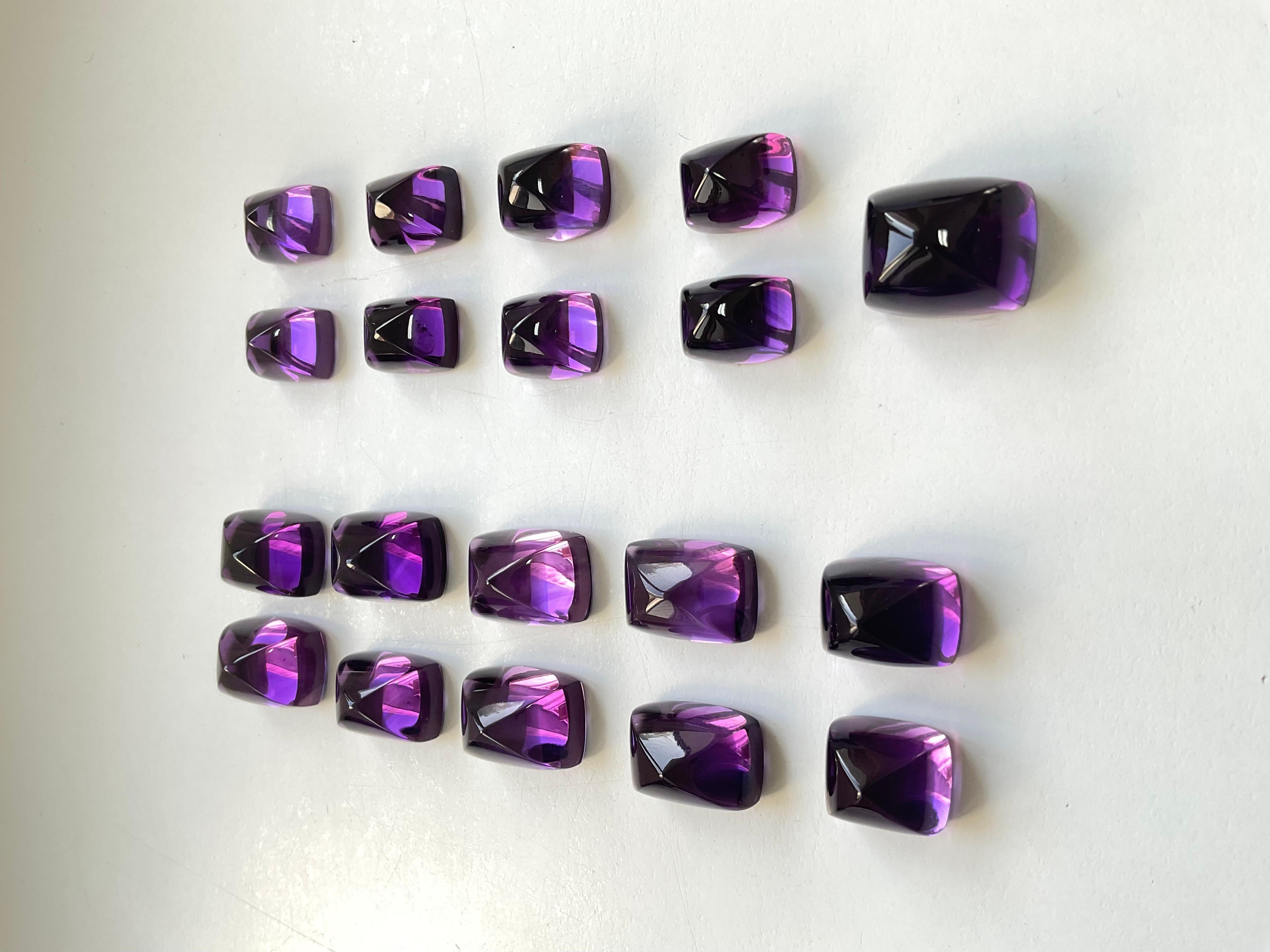 Art Deco Gem Quality Amethyst Sugarloaf Cabochon Layout Loose Gemstone for Jewelry For Sale