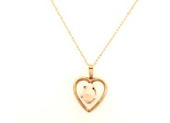 Gem Quality Opal Necklace Pendant Heart 14K Yellow Gold Pear Cabochon
