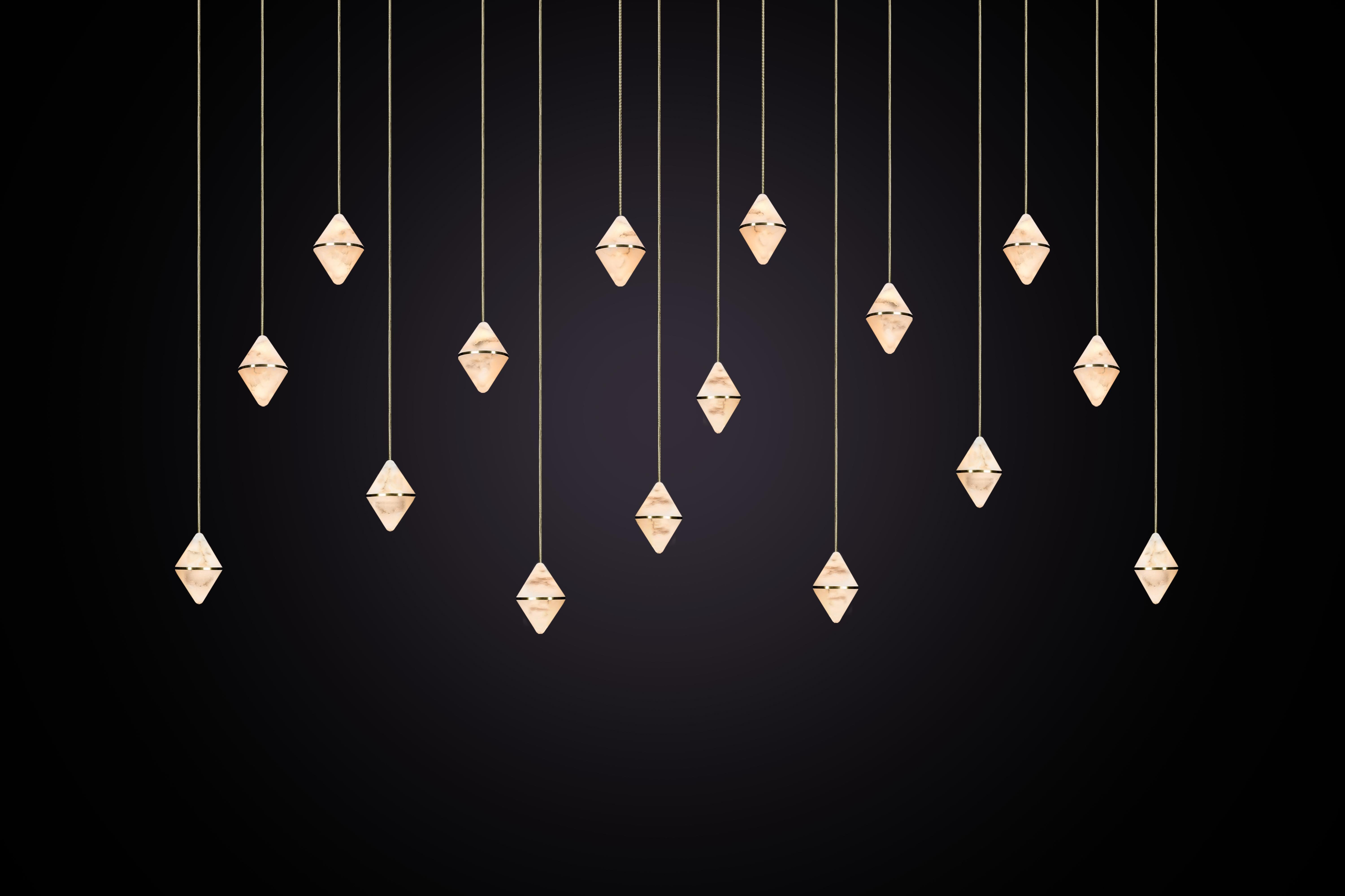Inspired by the beauty of precious stones and the creativity of the craftspeople who work them. 

Created from alabaster, a material with a long history of use in the visual arts. Loved for its distinct veining and beautiful light-emitting