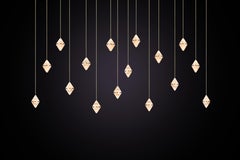 Marc Wood Gem Chandelier Luxury Light Rectangular 16, Brushed Brass & Alabaster