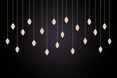 Marc Wood Gem Chandelier Luxury Light Rectangular 20, Brushed Brass & Alabaster