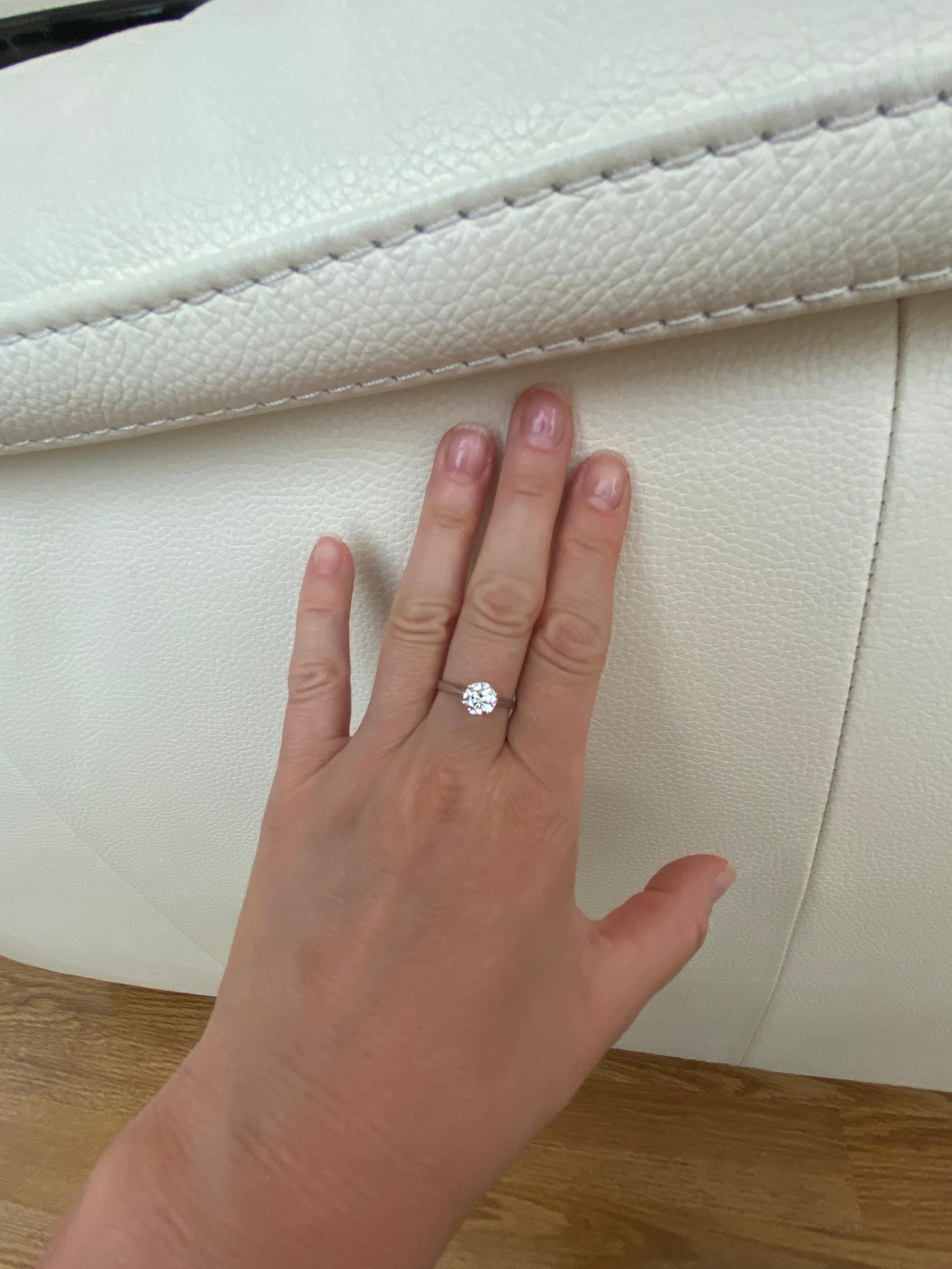 Informe GEM certificado 1,24 quilates  Diamante talla europea antigua  Anillo de oro en venta 7