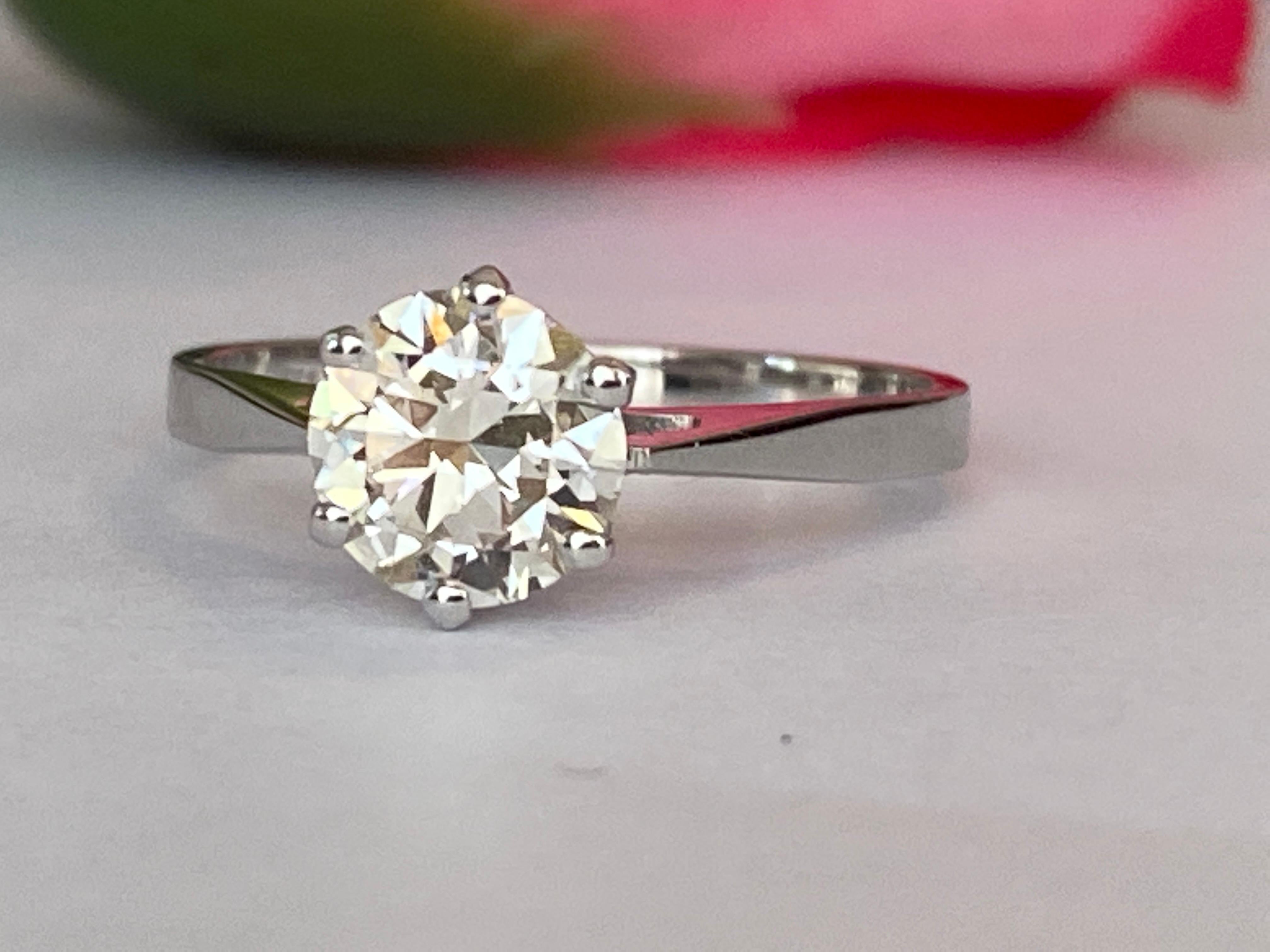 Informe GEM certificado 1,24 quilates  Diamante talla europea antigua  Anillo de oro Corte europeo antiguo en venta