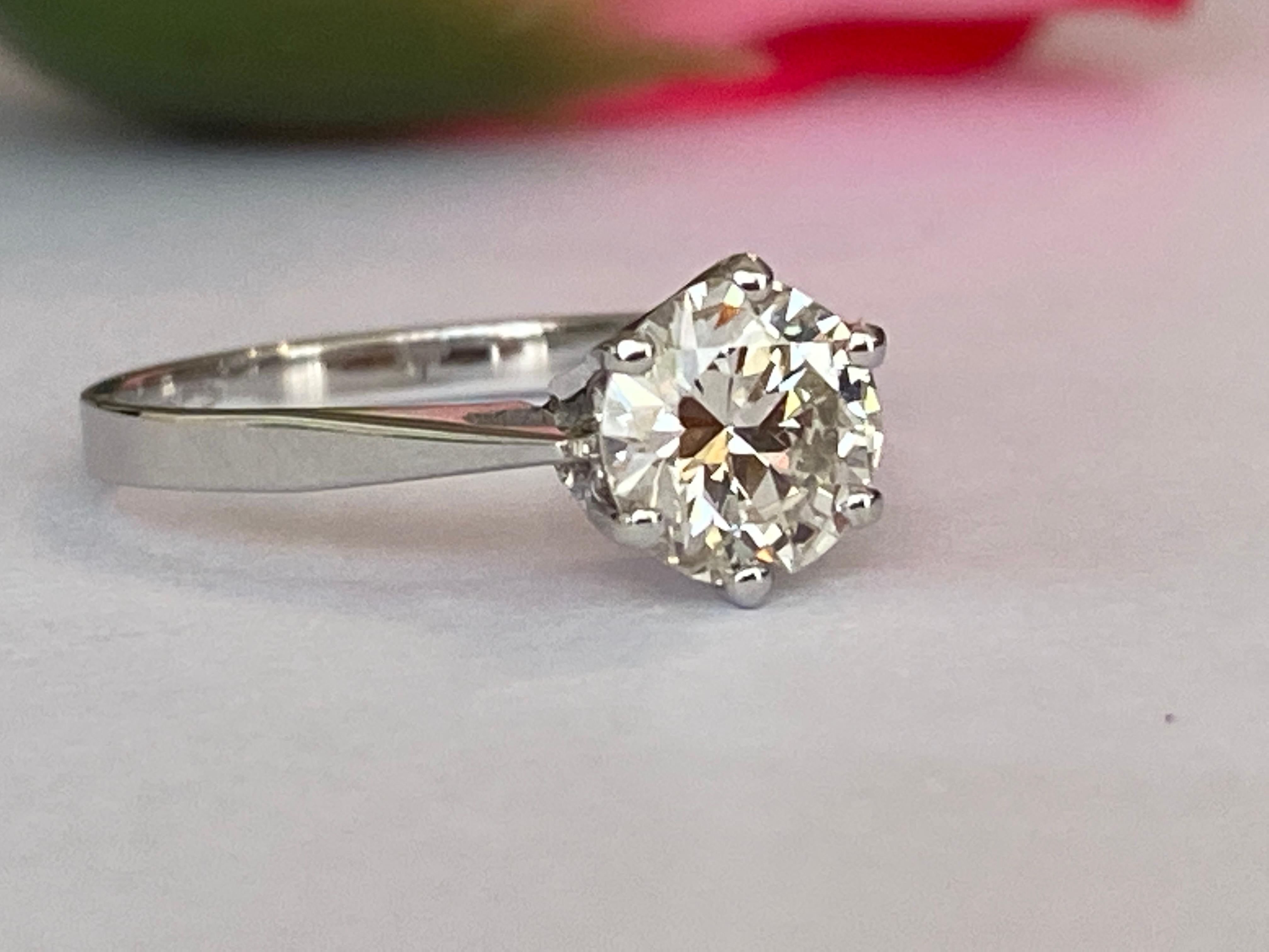 Femenino o masculino Informe GEM certificado 1,24 quilates  Diamante talla europea antigua  Anillo de oro en venta