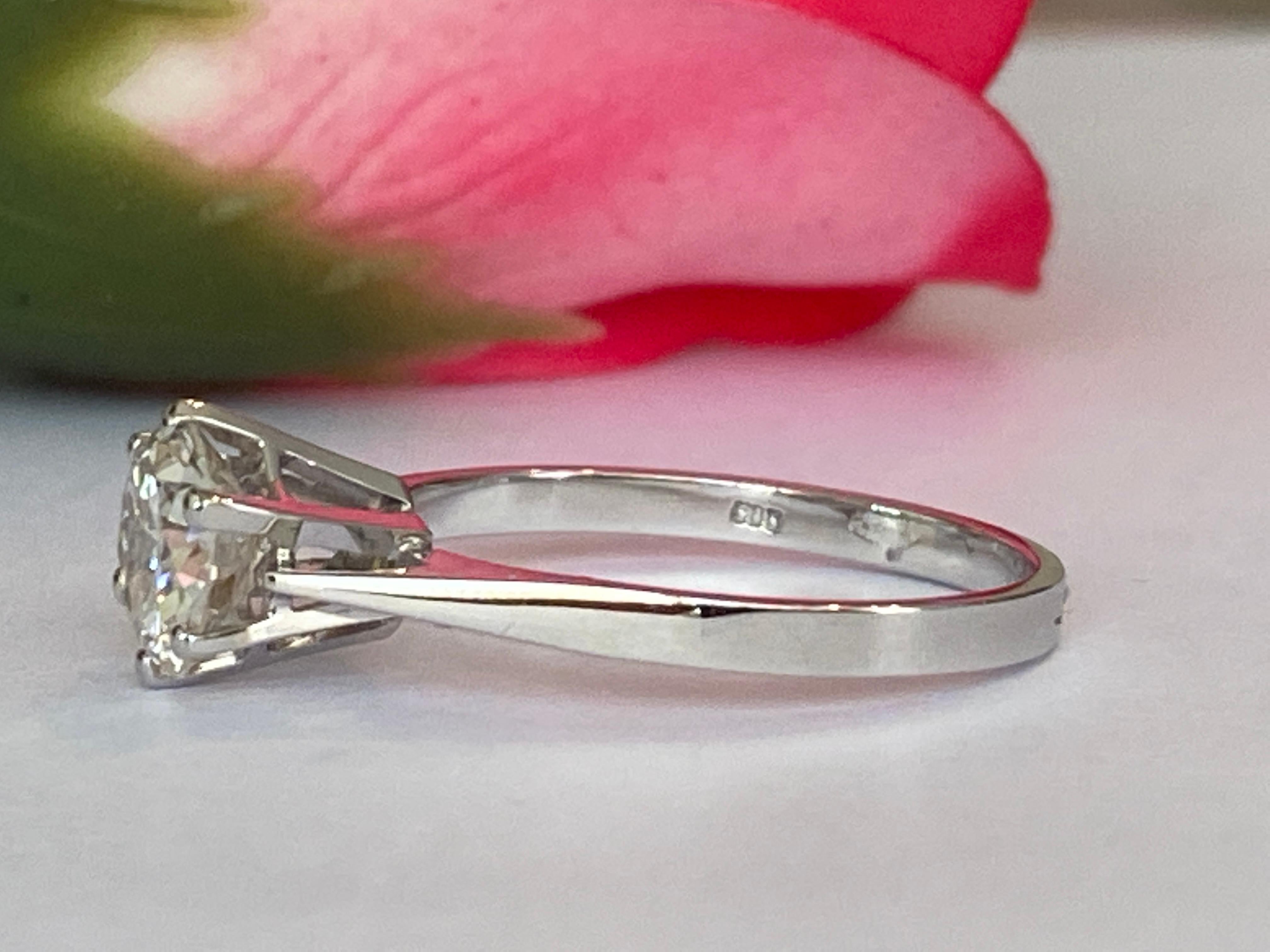 Informe GEM certificado 1,24 quilates  Diamante talla europea antigua  Anillo de oro en venta 2