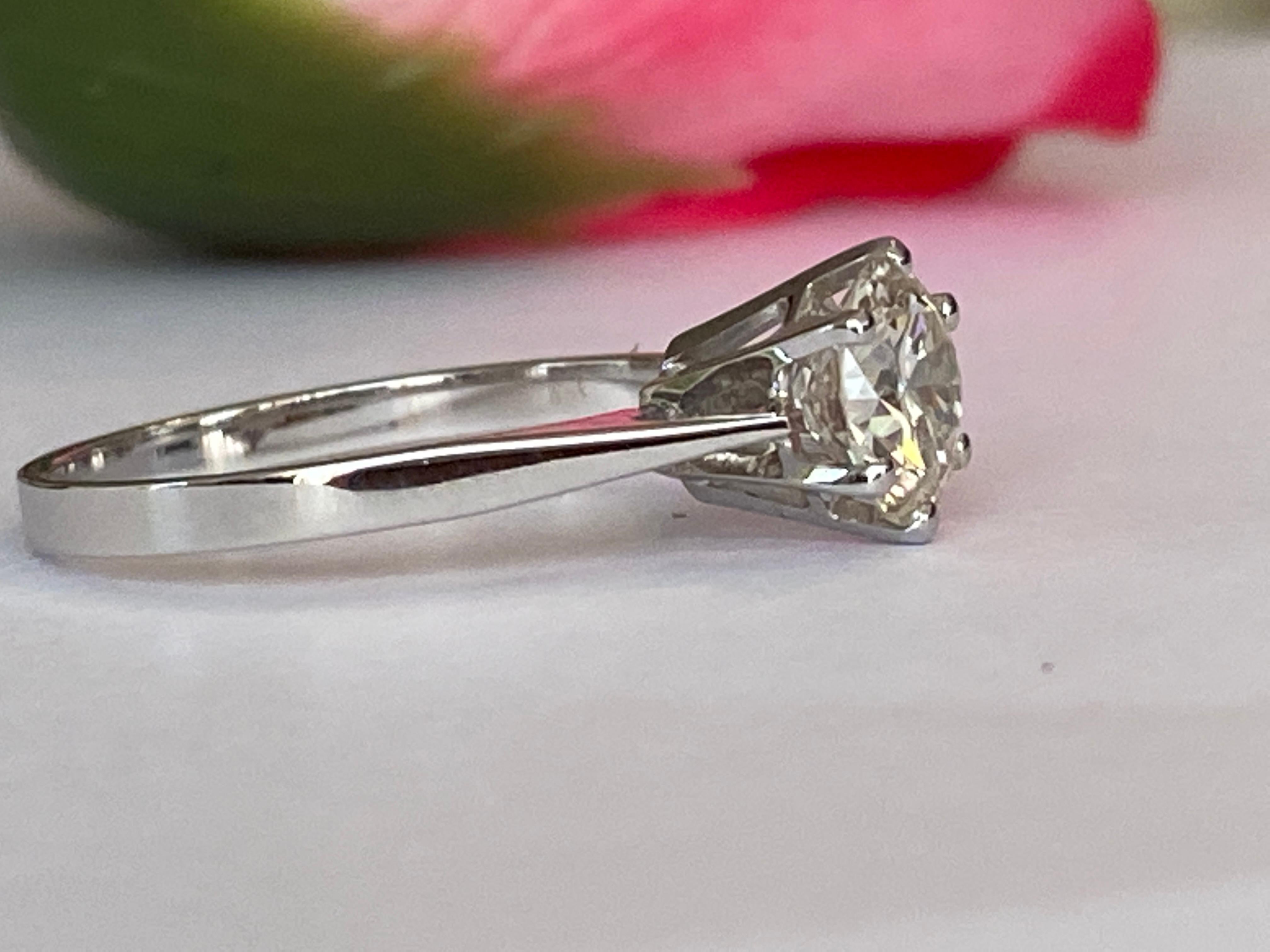 Informe GEM certificado 1,24 quilates  Diamante talla europea antigua  Anillo de oro en venta 3