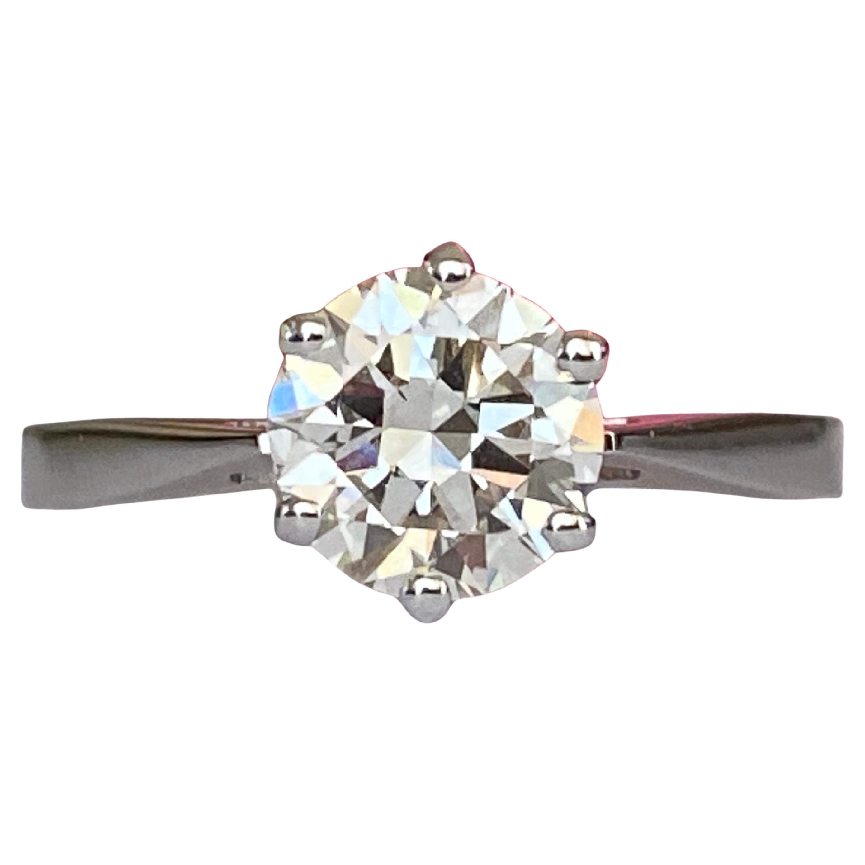 Informe GEM certificado 1,24 quilates  Diamante talla europea antigua  Anillo de oro en venta