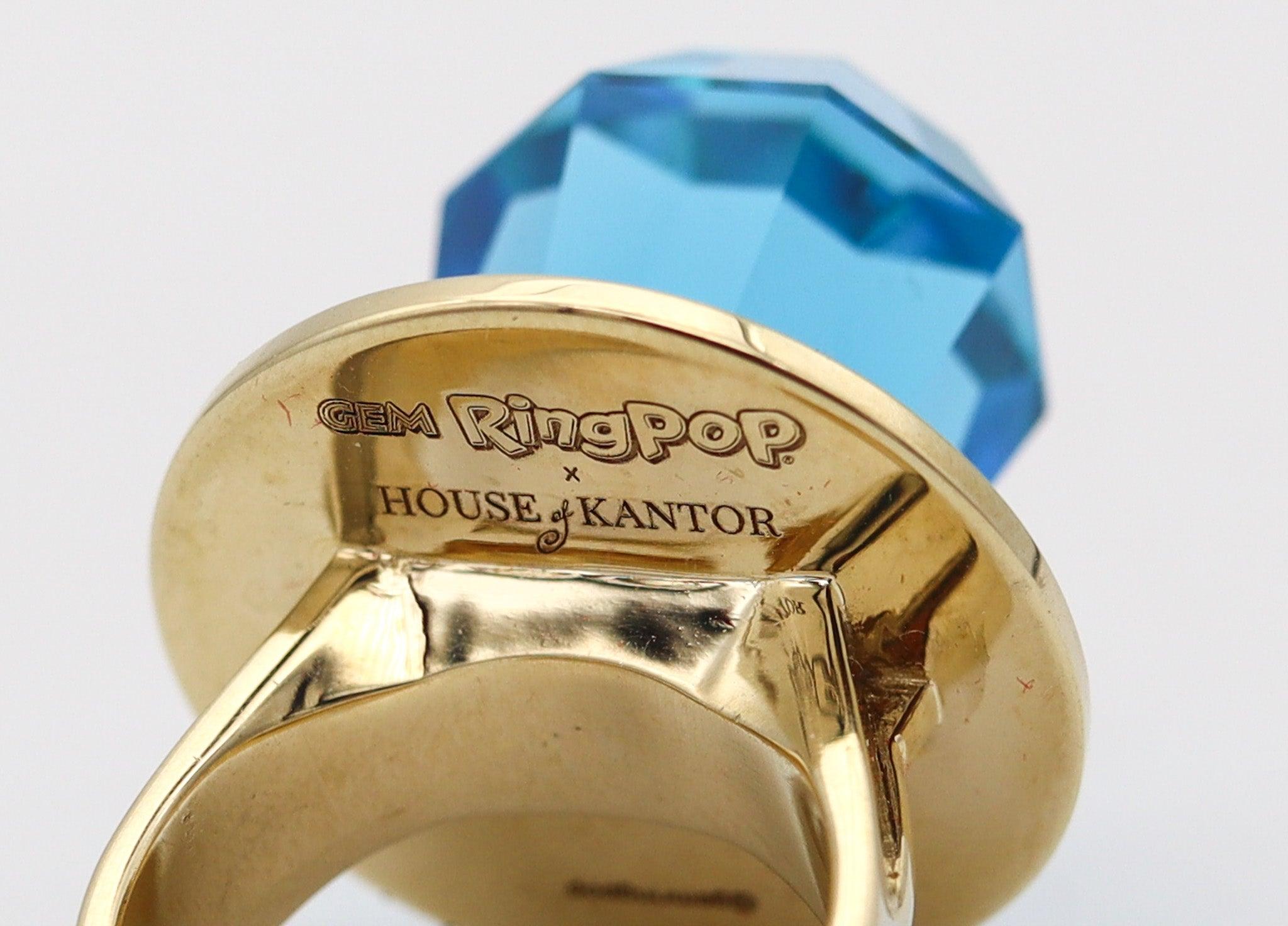 Anello di gemme POP Anthony Kantor Cocktail Ring in oro giallo 14Kt e topazio blu 28 Ctw in vendita 3