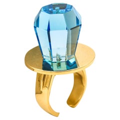 GEM RING POP Anthony Kantor Cocktailring 14Kt Gelbgold & 28 Karat Blautopas Blauer Topas