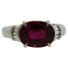 Bague en platine, rubélite, tourmaline et diamant