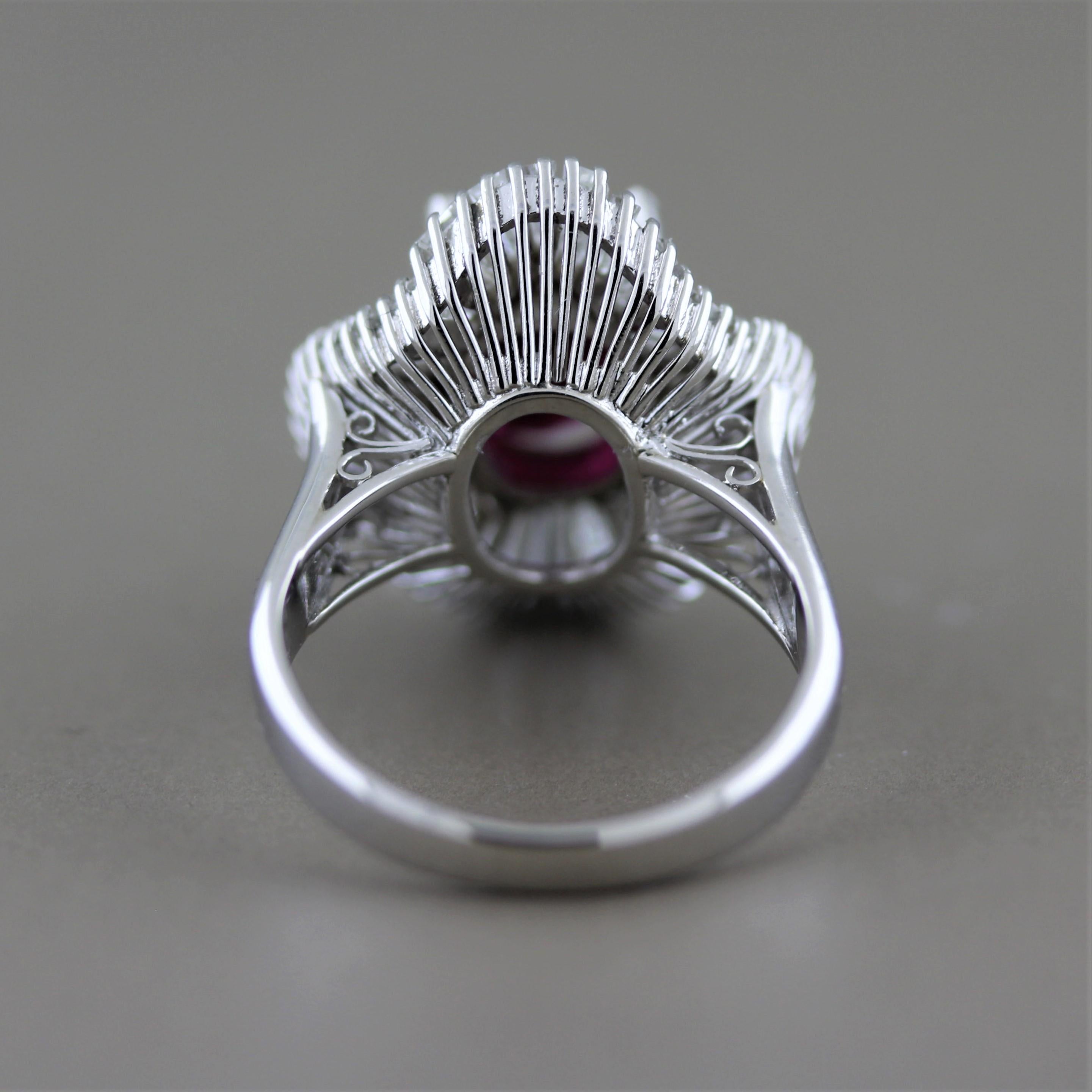 Platin-Ballerina-Ring mit Edelstein Rubellit Turmalin Diamant im Zustand „Neu“ im Angebot in Beverly Hills, CA