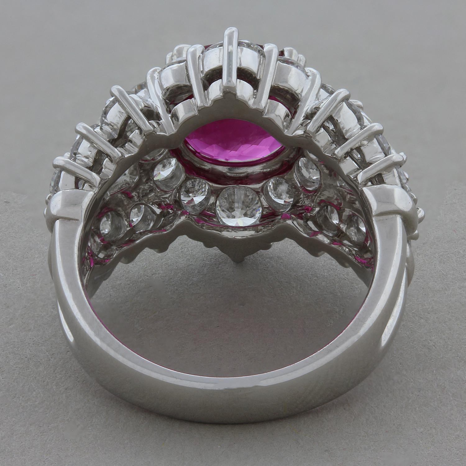 Gem Ruby Diamond Platinum Ring In New Condition For Sale In Beverly Hills, CA