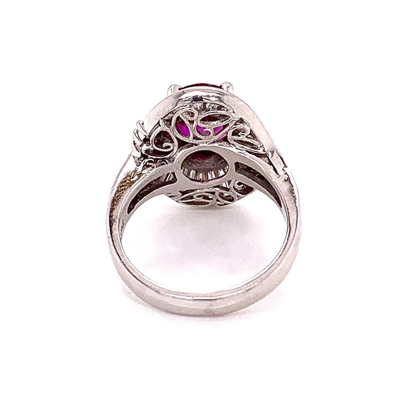 Women's Gem Ruby Diamond Platinum Ring For Sale