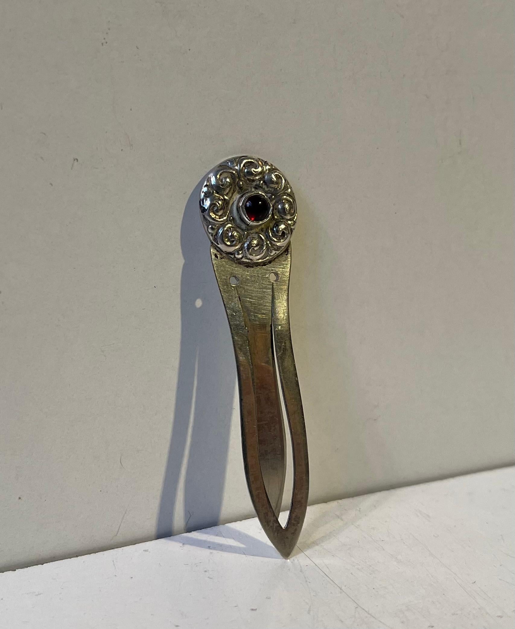 Segnalibro d'argento danese Arts & Crafts di Wilhelm Volck, anni '20, incastonato come una gemma In condizioni buone in vendita a Esbjerg, DK