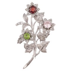Gem-Set Diamond and Eighteen Karat White Gold Brooch