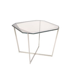 Gem Square Dining / Entry Table-Smoke Glass W/ Steel Base by Debra Folz
