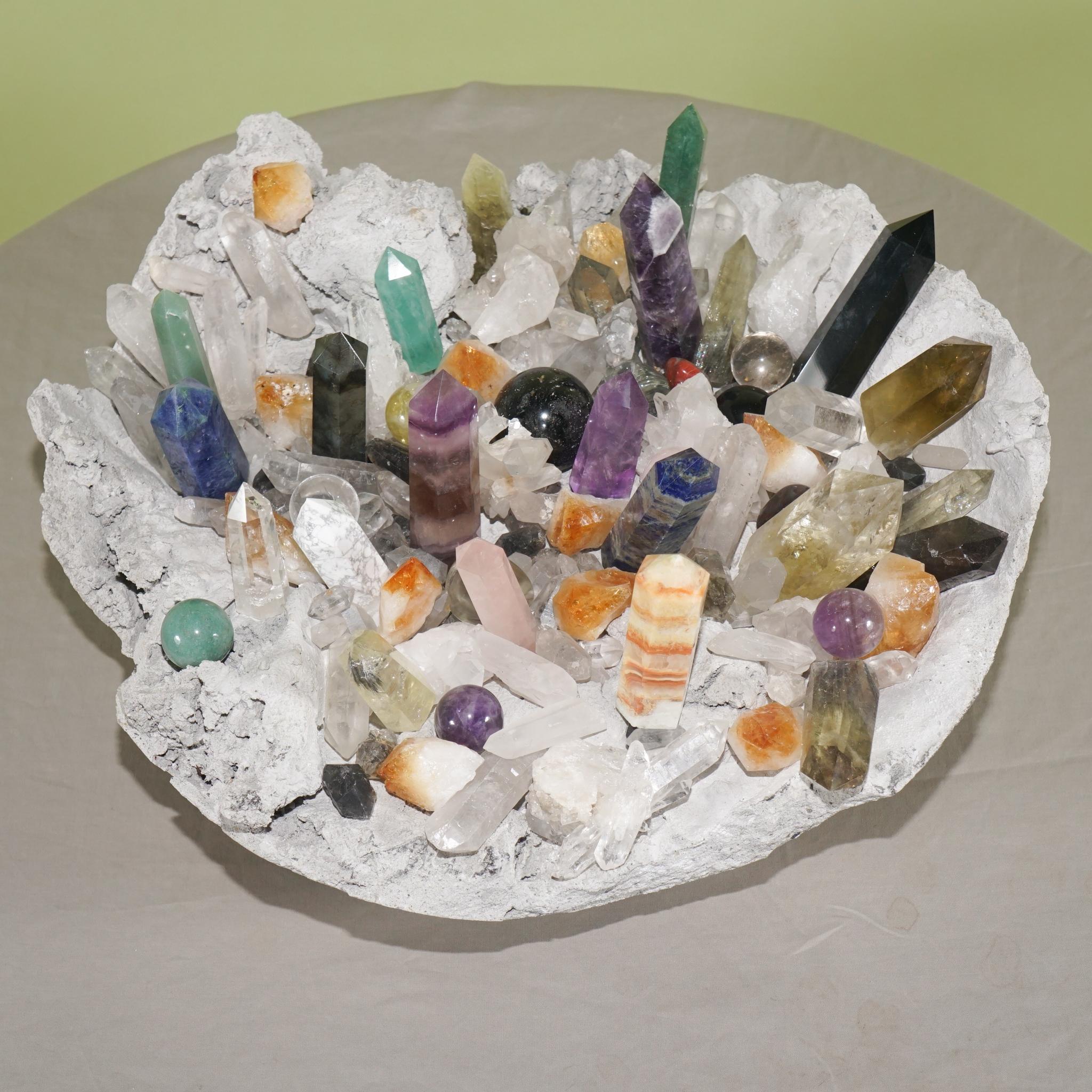 Gem Stone Collection in Custom Bowl In Good Condition For Sale In Hudson, NY