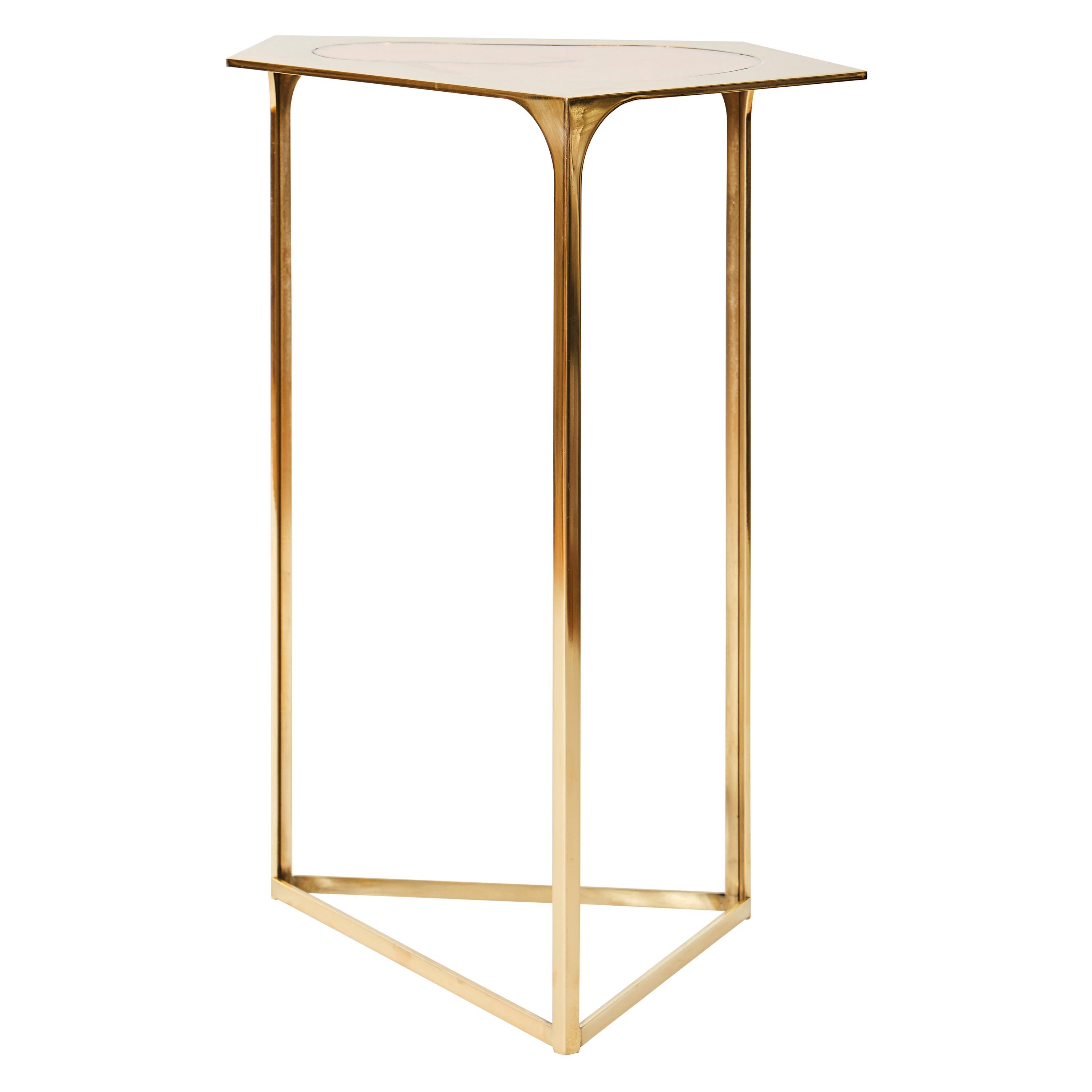 Gem Table in Brass and Peach Mirror by Cam Crockford