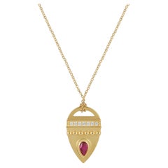 Gem Tags Interchangeable Pendant in 18 Karat Yellow Gold with Diamonds, Ruby
