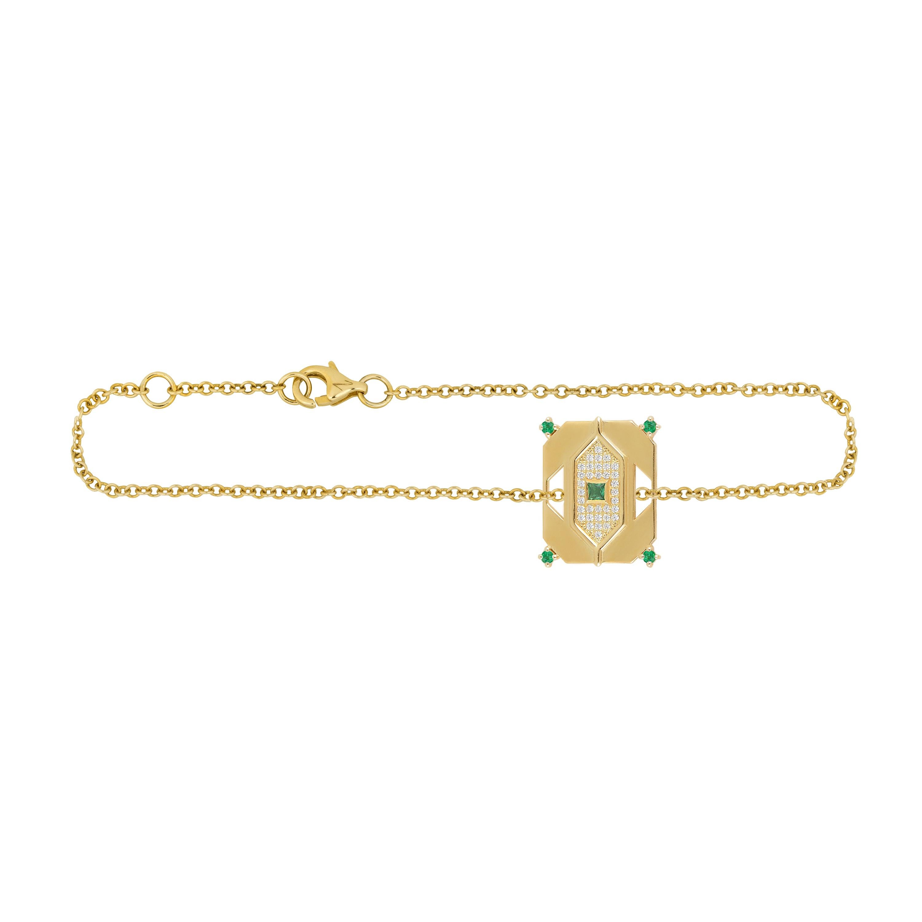 Pear Cut Gem Tags Interchaneable Pendant in 18 Karat Yellow Gold with Diamonds, Emeralds For Sale