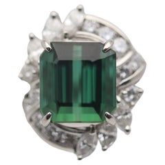 Bague en platine avec tourmaline et diamants