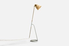 Gemco Armatur, Floor Lamp, Iron, Brass, Rattan, Sweden, 1950s
