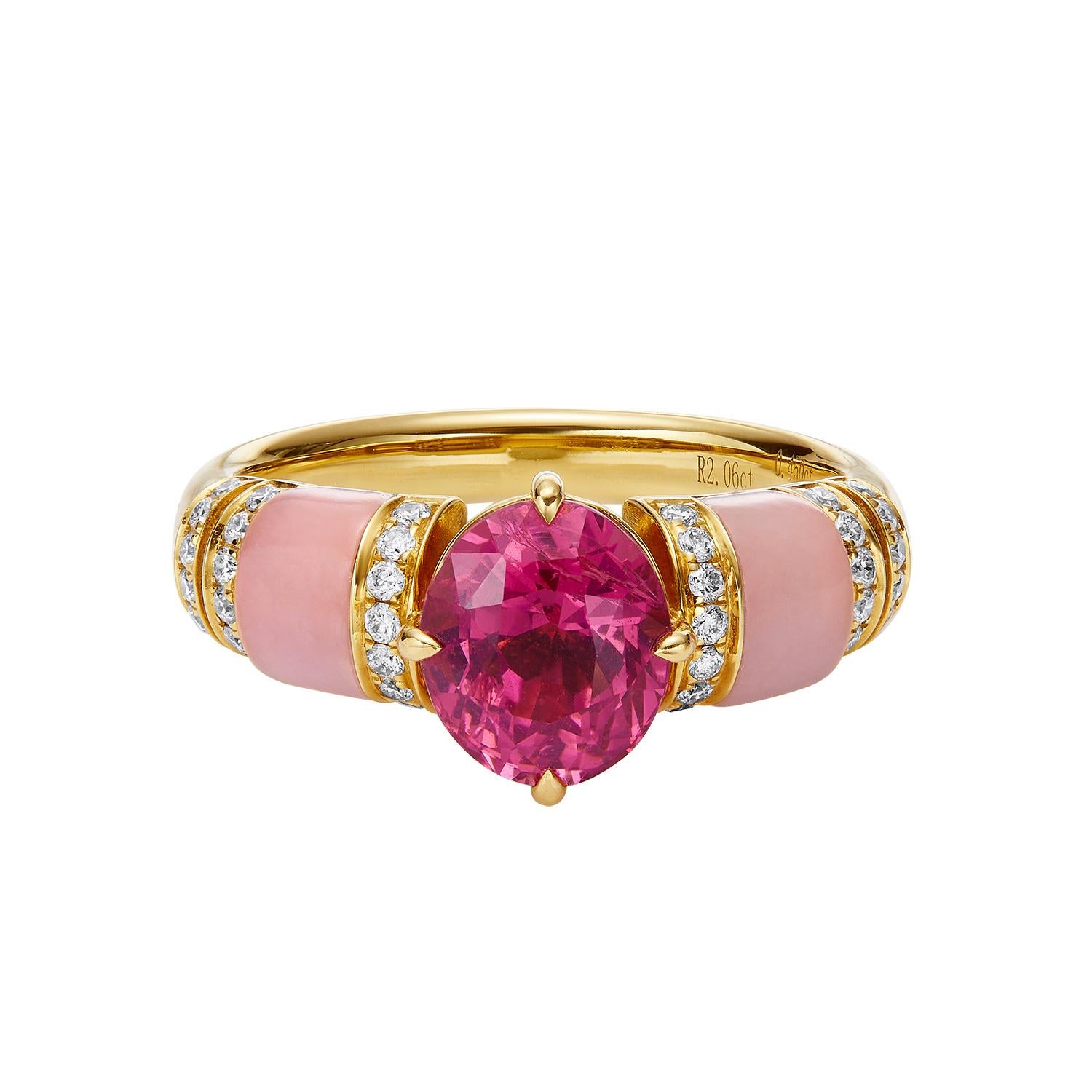Retro GEMCOOK 2.06ct Hot Pink Mahenge Spinel Ring For Sale