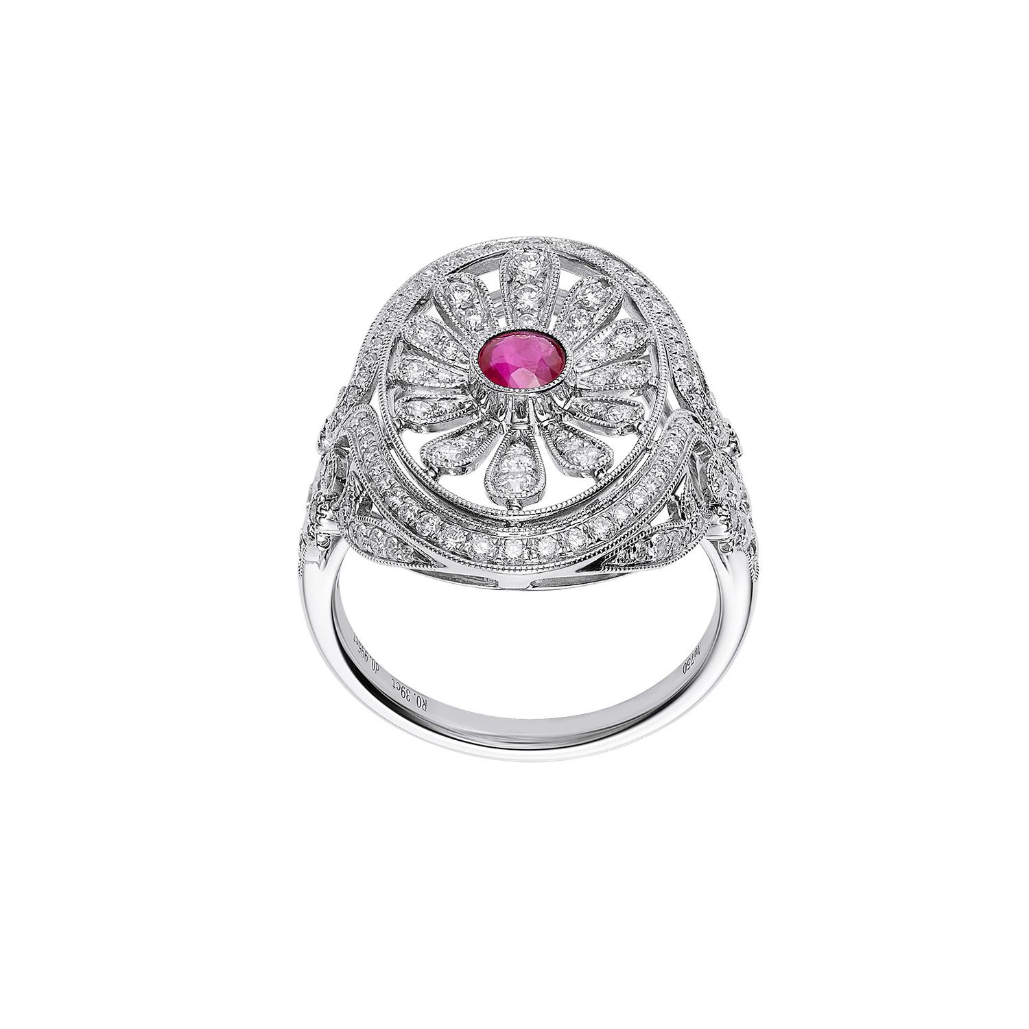 GEMCOOK Anillo de Rubí Sangre de Paloma de Birmania Mogok Retro en venta