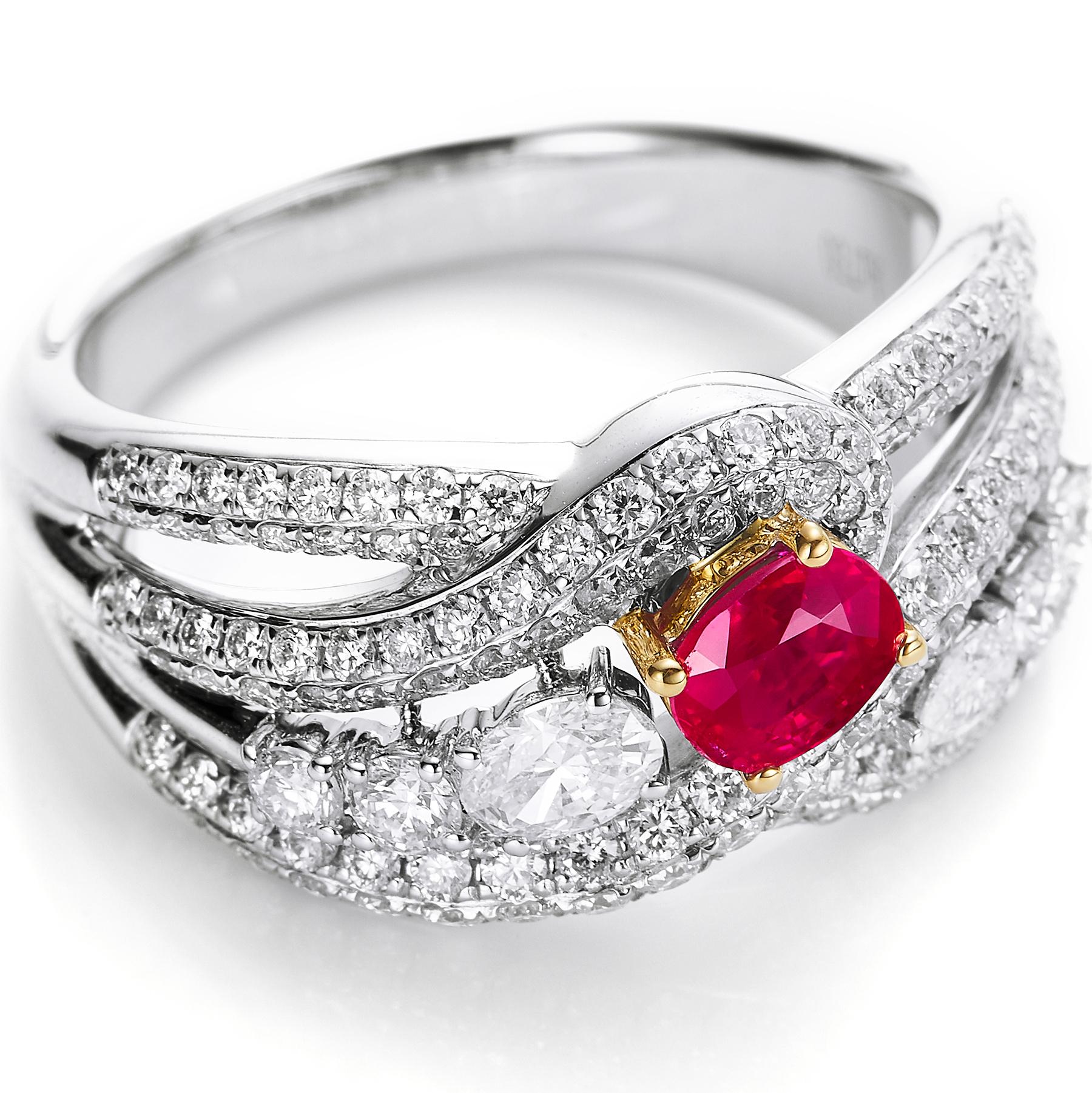 Women's or Men's GEMCOOK JEWELLERY 0.55ct Unheated Burma Mogok Pigeon Blood Ruby Ring For Sale