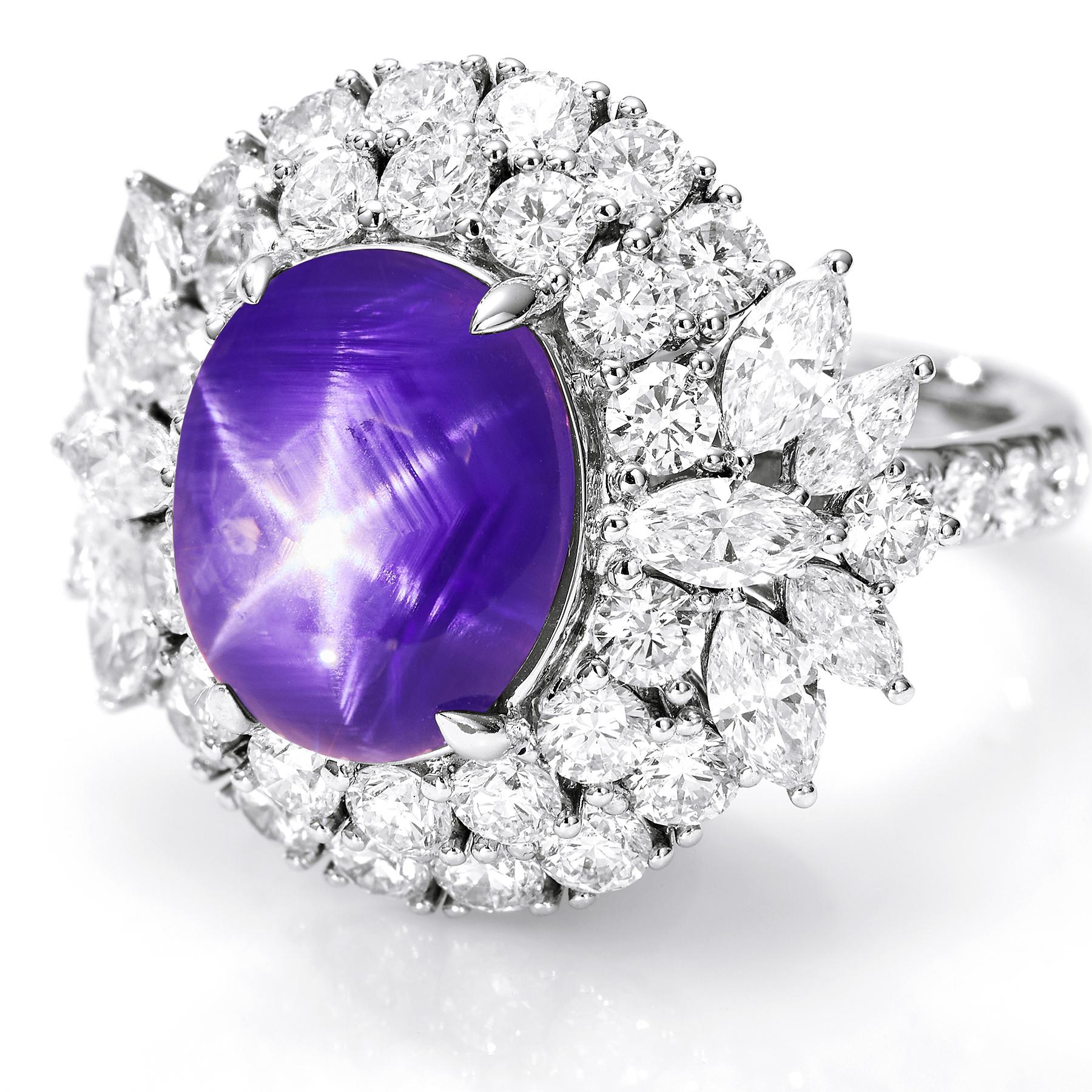 Discover the beauty and rarity of GEMCOOK JEWELLERY's 10.1ct unheated color-changing starlight sapphire ring. With a mesmerizing transformation from GRS purple to pink, this gemstone is a standout piece for those who appreciate natural sapphires.