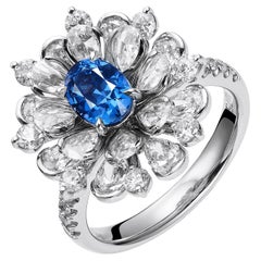 GEMCOOK JEWELLERY 1.04ct Cobalt Spinel Blue Flower Ring