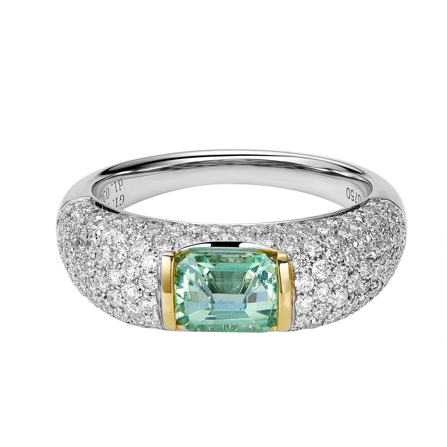GEMCOOK JEWELLERY 1.18ct Cool Mint Garnet Ring 1.18ct mint garnet ring The market is changing. Embrace change and pursue quality Simple style, but every arc of the pavé diamonds has been adjusted Cool mint garnet A plain and shiny ring G:1.18ct