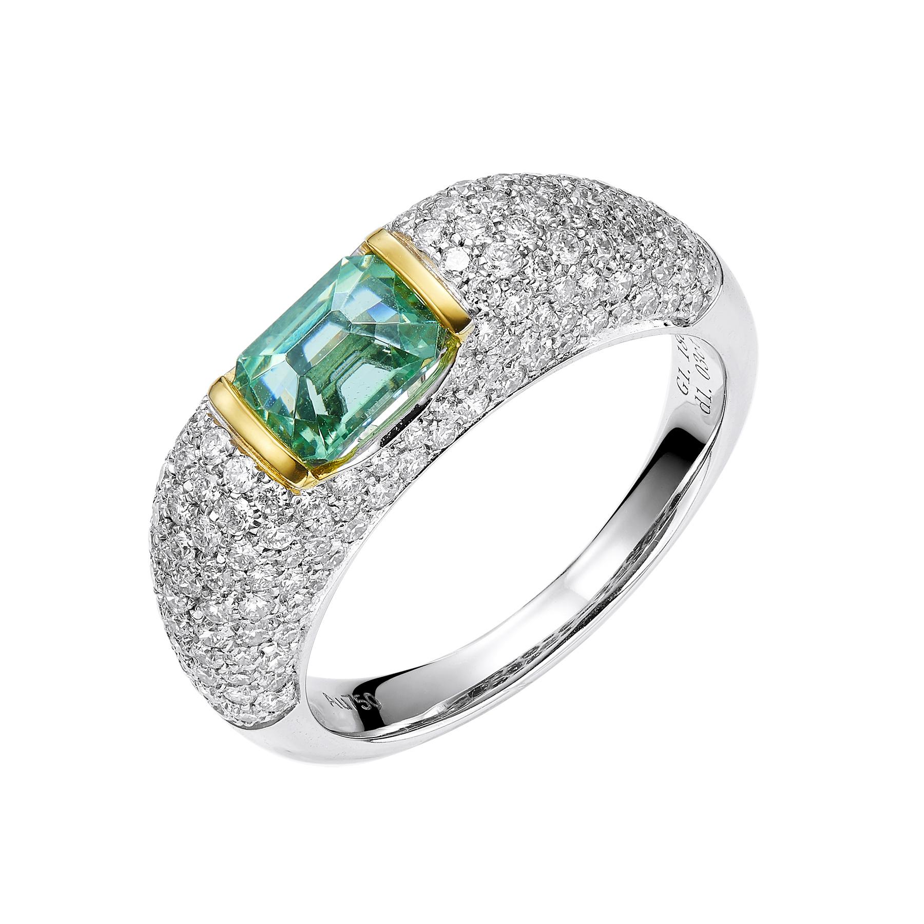 GEMCOOK JEWELLERY 1.18ct  Cool Mint Garnet Ring In New Condition For Sale In Bangkok, TH