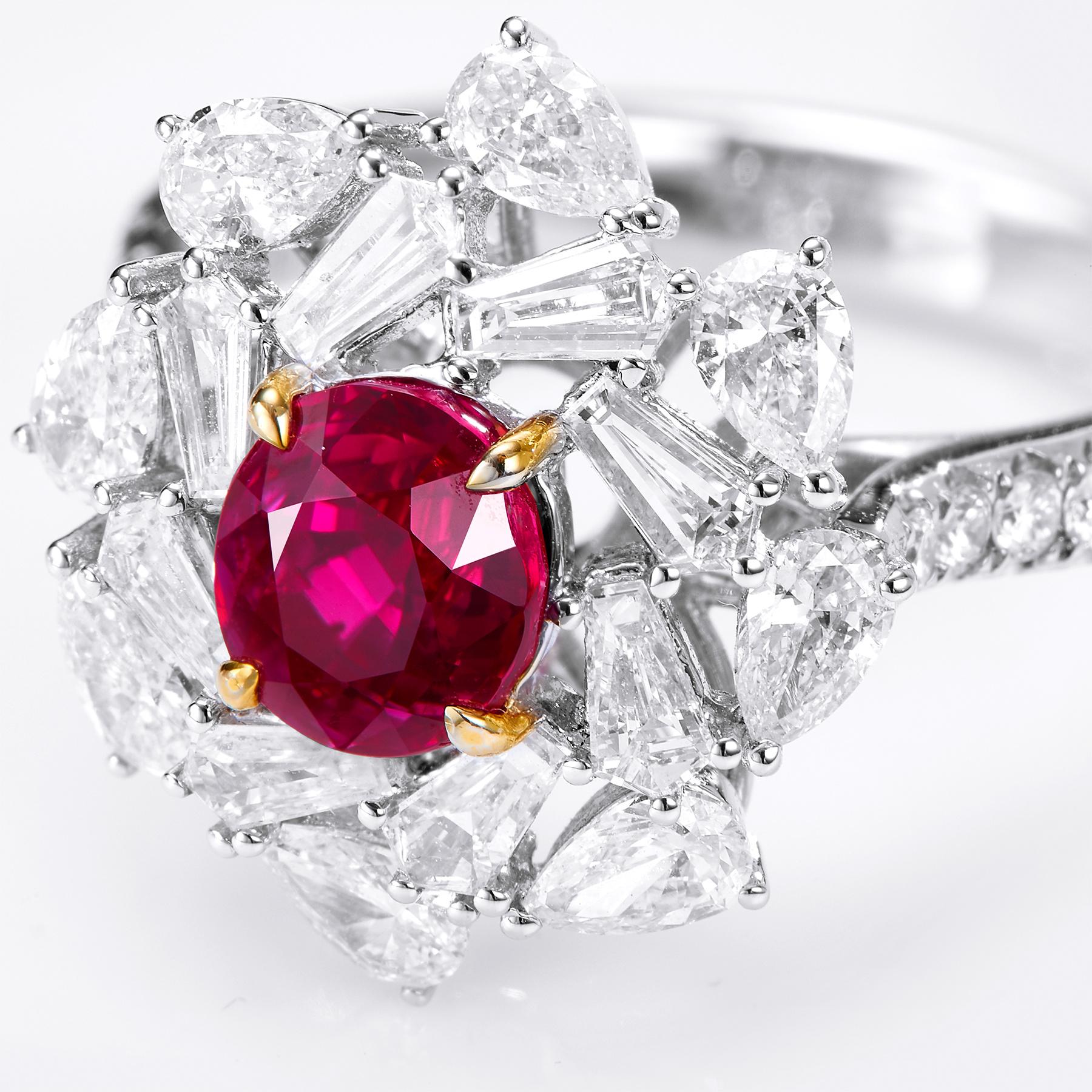 Retro GEMCOOK JEWELLERY 1.56ct Myanmar Mogok Pigeon Blood Ruby Ring