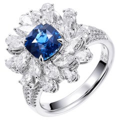 GEMCOOK JEWELLERY Anillo de zafiro azul real calentado de 2,03 ct