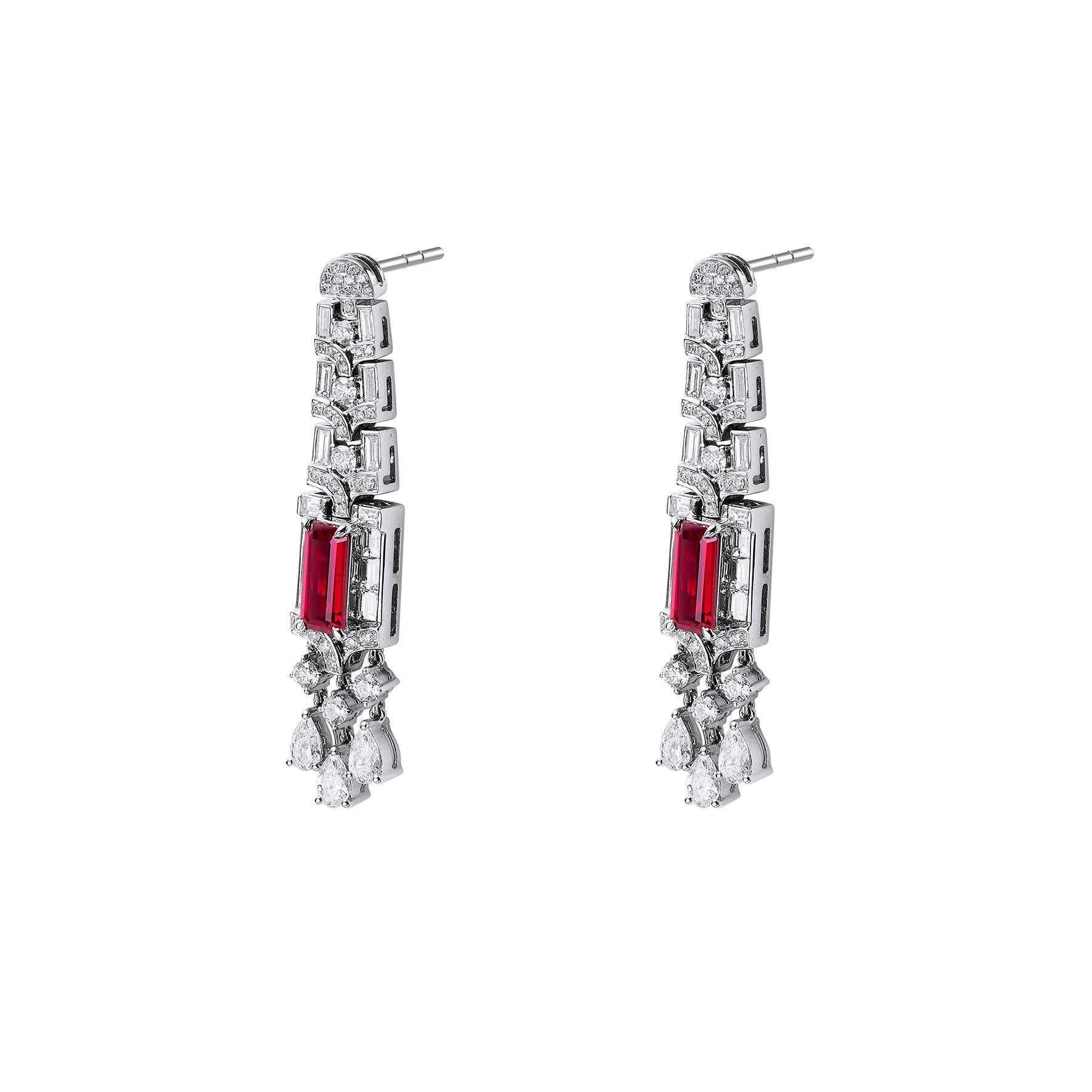 GEMCOOK JEWELLERY 2.41ct Unheated Pigeon Blood Red Ruby Earrings In New Condition For Sale In Bangkok, TH