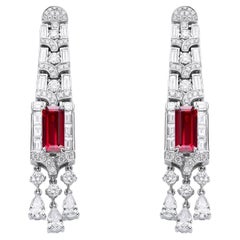 GEMCOOK JEWELLERY Pendientes de rubí rojo sangre de paloma sin calentar de 2,41 ct