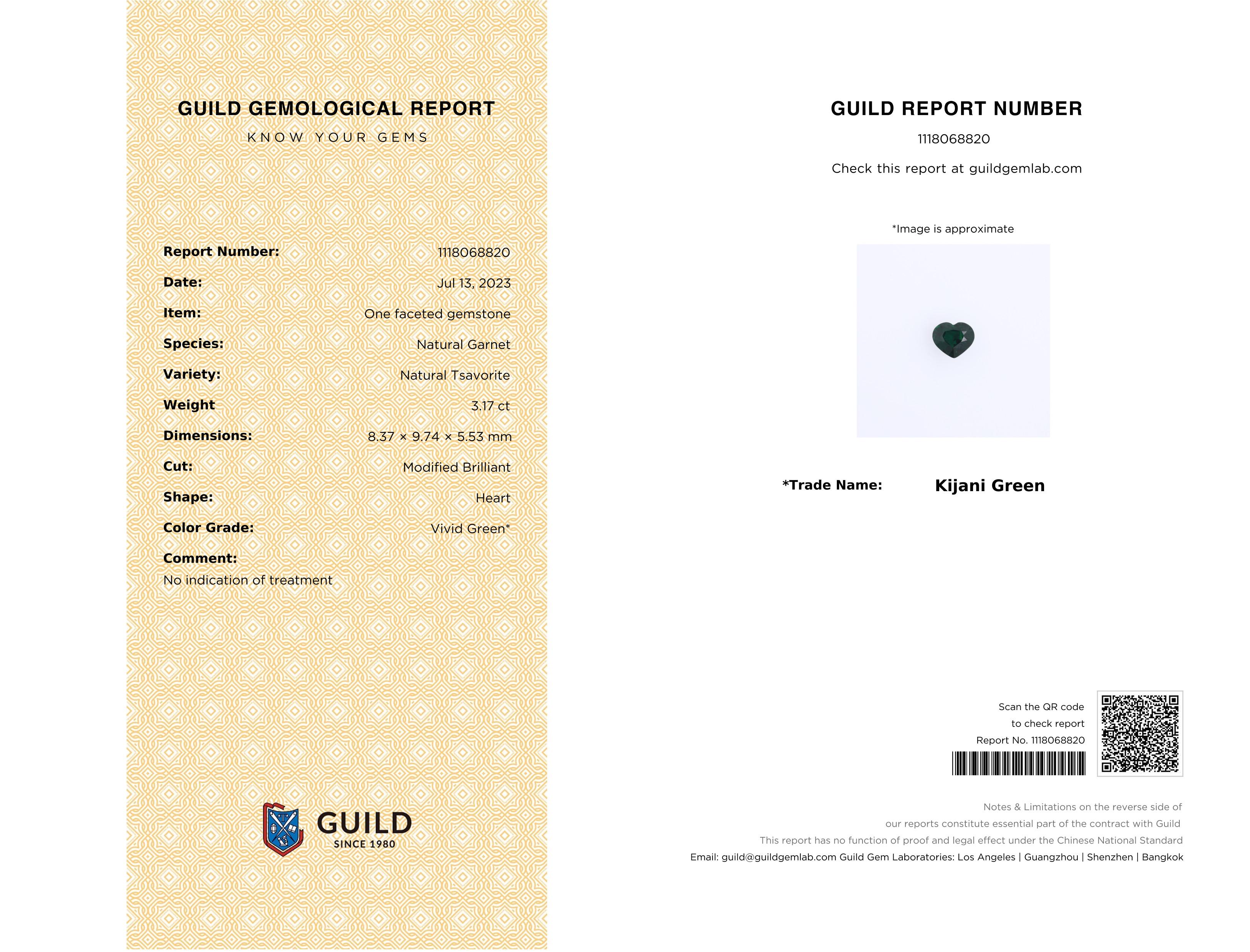 GEMCOOK JEWELLERY 3,17 Karat Kijani Grüner Tsavorit Doppel-Halskette (Herzschliff) im Angebot