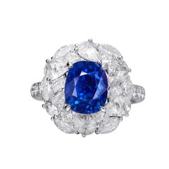 GEMCOOK JEWELLERY 5.12ct Burma Unheated Royal Blue Sapphire Ring