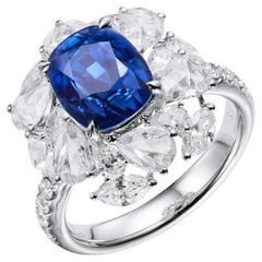 GEMCOOK JEWELLERY 5.12ct Burma Unheated Royal Blue Sapphire Ring