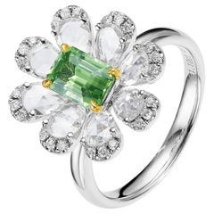 GEMCOOK JEWELLERY Anillo Flor Granate Verde Menta 1,10ct