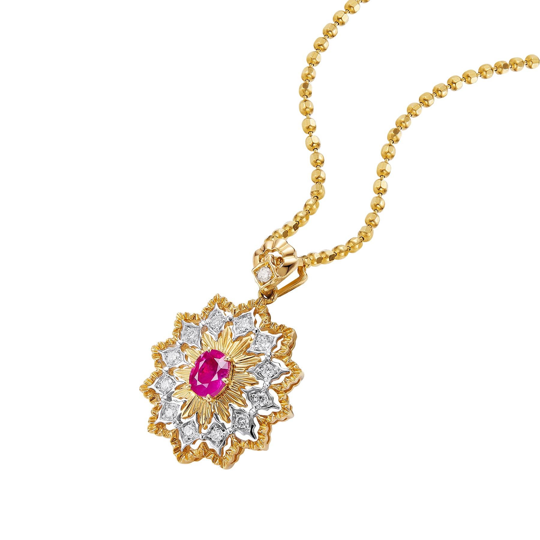 GEMCOOK JEWELRY 0.49ct Unheated Burma Mogok Pigeon Blood Ruby Necklace In New Condition For Sale In Bangkok, TH