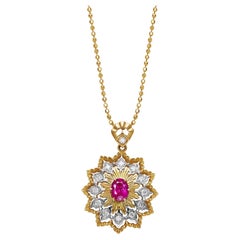 GEMCOOK JEWELRY 0.49ct Unheated Burma Mogok Pigeon Blood Ruby Necklace