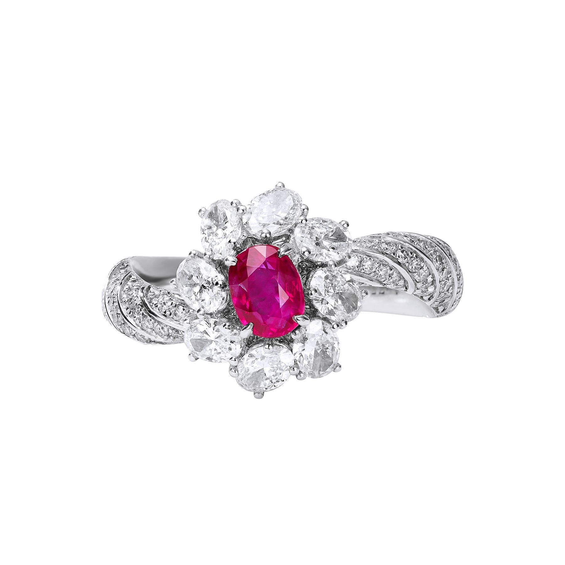 GEMCOOK JEWELRY Anillo de rubí de sangre de paloma de Birmania sin calentar de 0,51 ct en Nuevo estado para la venta en Bangkok, TH