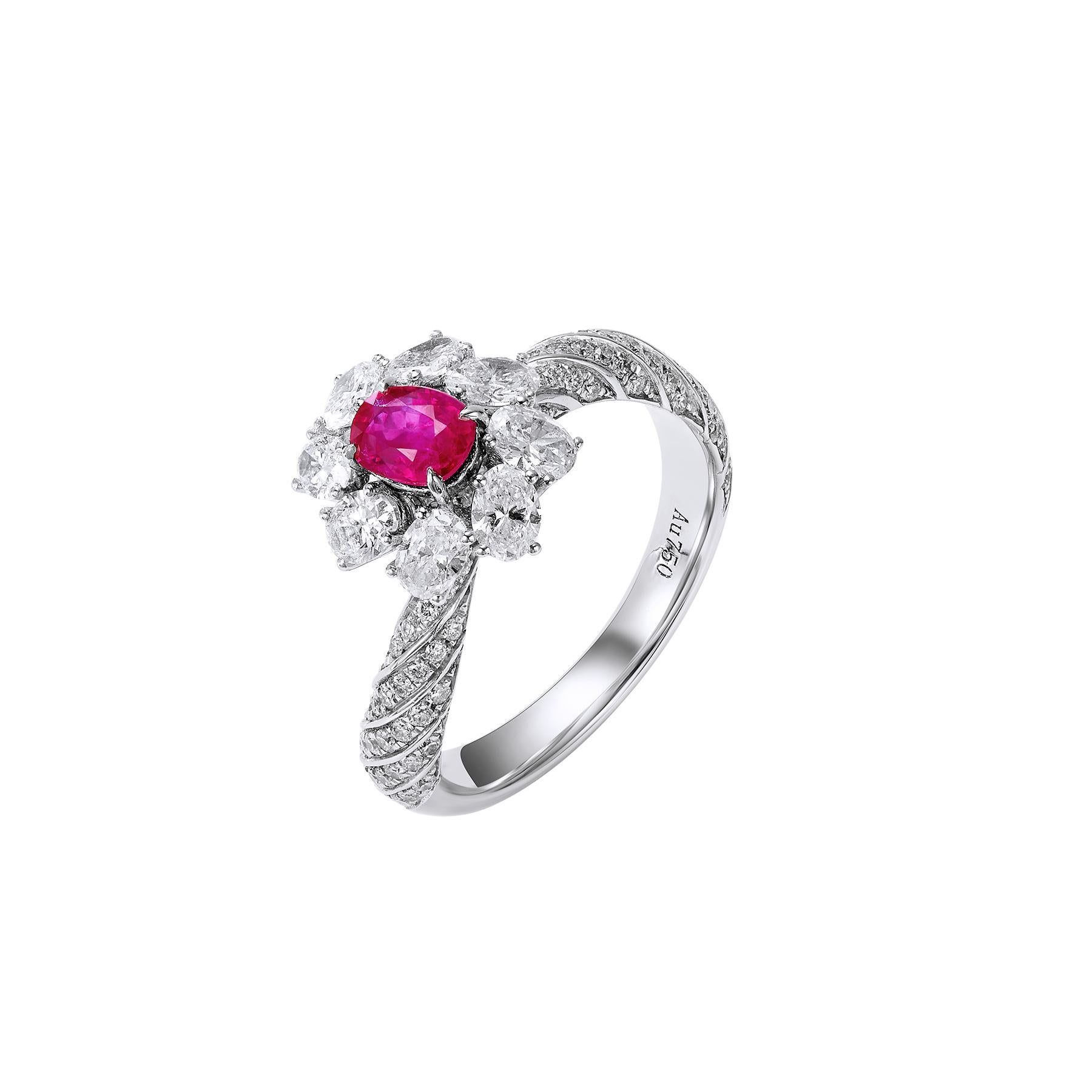 Femenino o masculino GEMCOOK JEWELRY Anillo de rubí de sangre de paloma de Birmania sin calentar de 0,51 ct en venta