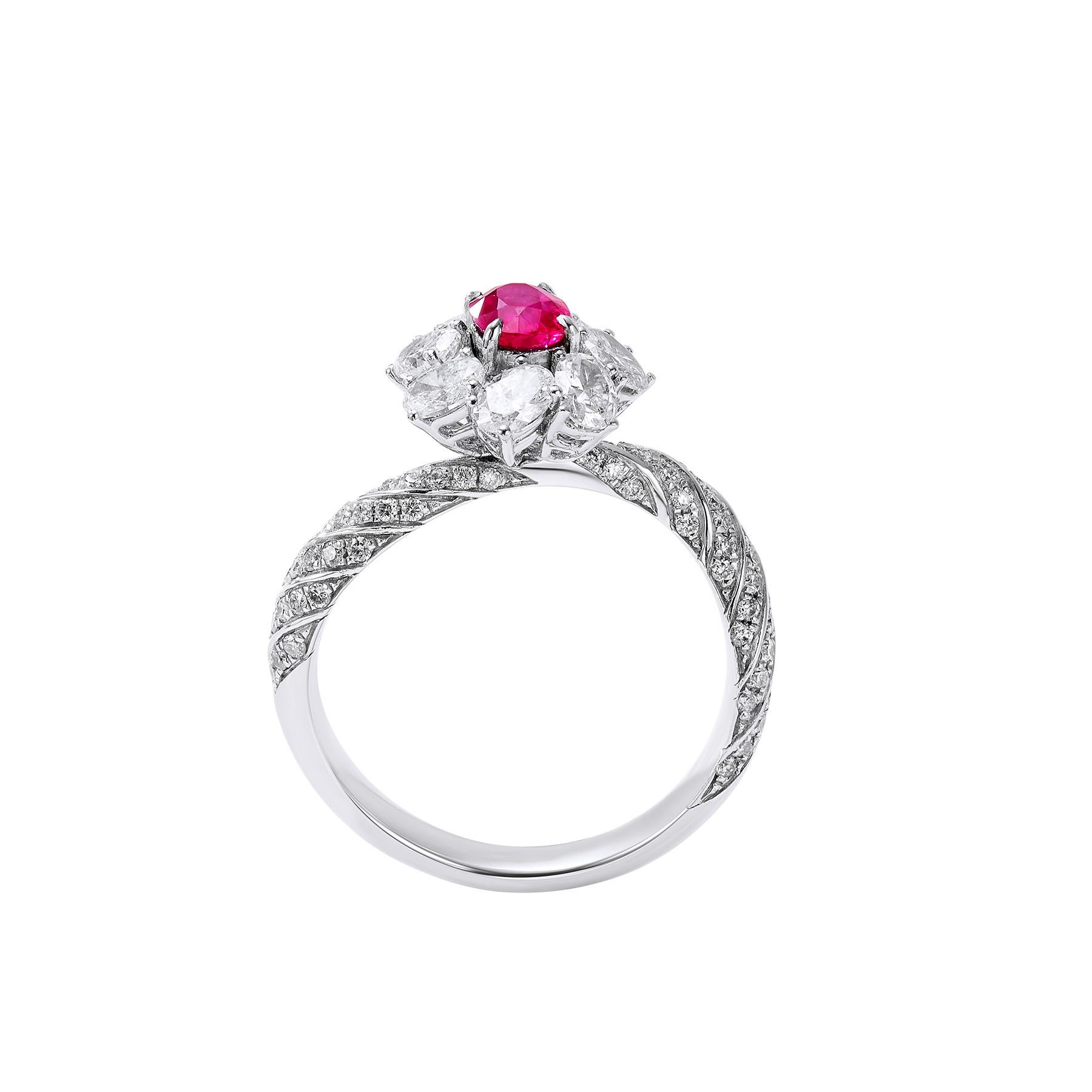 GEMCOOK JEWELRY Anillo de rubí de sangre de paloma de Birmania sin calentar de 0,51 ct en venta 1