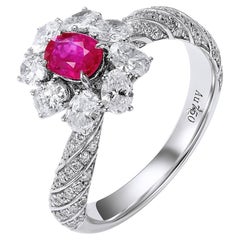 GEMCOOK JEWELRY Anillo de rubí de sangre de paloma de Birmania sin calentar de 0,51 ct