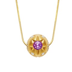 GEMCOOK JEWELRY 18K Gold Pink Sapphire Gold and Silver Ball Necklace