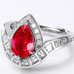 GEMCOOK JEWELRY 2.04ct Unheated Pigeon Blood Ruby Ring